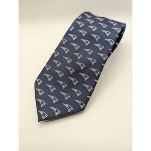 NFL Necktie Mens OS Navy Blue New England Patriots Logo Print Polyester Tie